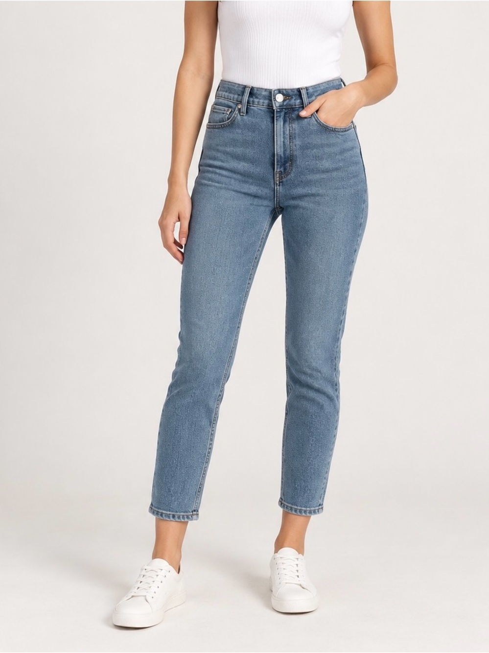 White House Black Market High-Rise Ankle Jeans in Medium Blue